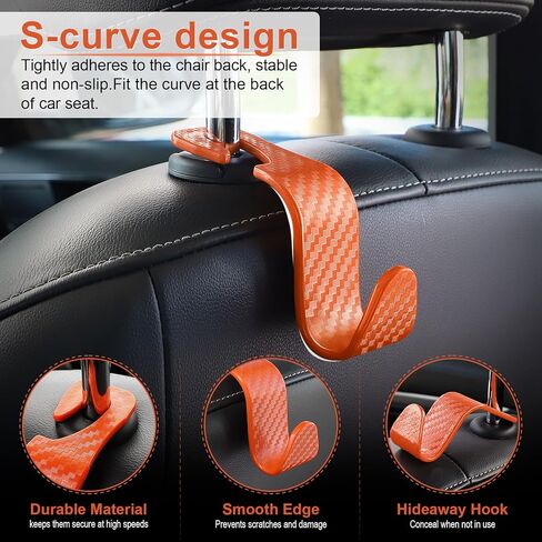 LivTee Car Seat Headrest Hook, Auto Seat Hook Hangers Storage Organizer Interior Accessories for Purse Coats Umbrellas Grocery Bags Handbag, 4-Pack in Saudi Arabia