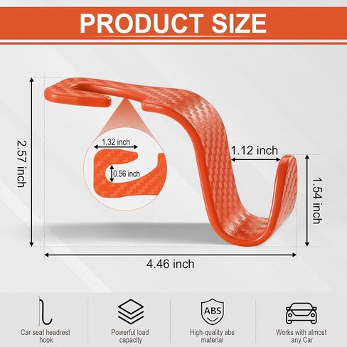 LivTee Car Seat Headrest Hook, Auto Seat Hook Hangers Storage Organizer Interior Accessories for Purse Coats Umbrellas Grocery Bags Handbag, 4-Pack in Saudi Arabia