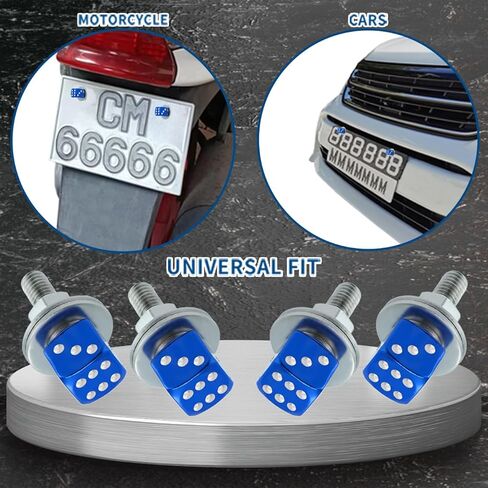 Dice License Plate Screw Fasteners Aluminum Alloy Decorative Modified Motorcycle License Plate Bolt Frame Mounting Kit Cars Truck Vehicle Accessories 4 Pcs (Red) in Kuwait