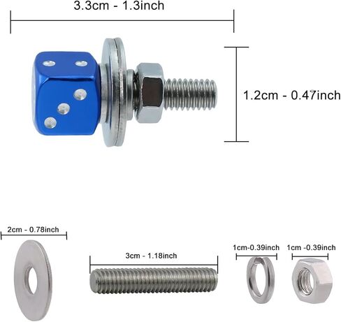 Dice License Plate Screw Fasteners Aluminum Alloy Decorative Modified Motorcycle License Plate Bolt Frame Mounting Kit Cars Truck Vehicle Accessories 4 Pcs (Red) in Kuwait