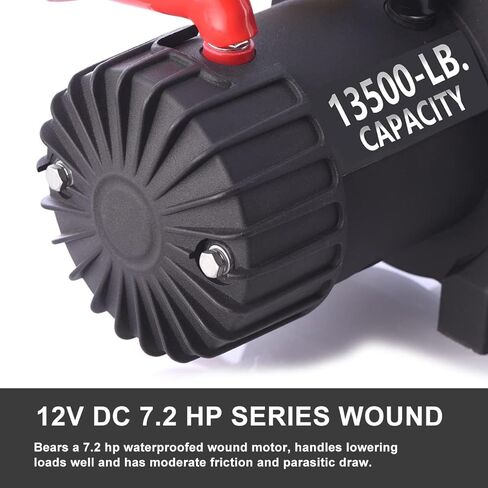 rugcel WINCH 13500lb مقاوم للماء شاحنة كهربائية ونش 12 فولت حبل صناعي جيب ونش مع Hawse Fairlead، مقبض سلكي و2 جهاز تحكم عن بعد لاسلكي، للمقطورة ورانجلر في رفع السيارة in Saudi Arabia