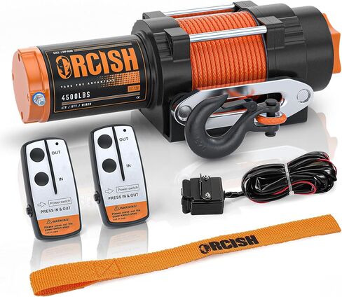 ORCISH Upgrade 3500 lb 12V DC Electric Winch, ATV/UTV Winch Kit for Towing, 1/4"×30' Synthetic Rope with Both Wireless Handheld Remote and Corded Control Recovery, Easy Assembly Winches in Saudi Arabia