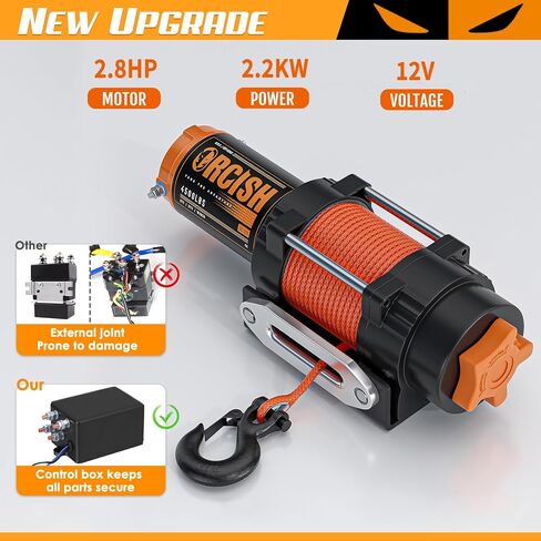 ORCISH Upgrade 3500 lb 12V DC Electric Winch, ATV/UTV Winch Kit for Towing, 1/4"×30' Synthetic Rope with Both Wireless Handheld Remote and Corded Control Recovery, Easy Assembly Winches in Saudi Arabia
