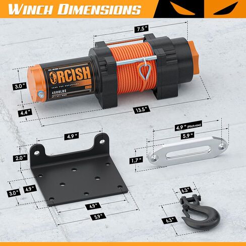 ORCISH Upgrade 3500 lb 12V DC Electric Winch, ATV/UTV Winch Kit for Towing, 1/4"×30' Synthetic Rope with Both Wireless Handheld Remote and Corded Control Recovery, Easy Assembly Winches in Saudi Arabia
