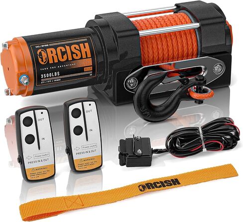 ORCISH Upgrade 3500 lb 12V DC Electric Winch, ATV/UTV Winch Kit for Towing, 1/4"×30' Synthetic Rope with Both Wireless Handheld Remote and Corded Control Recovery, Easy Assembly Winches in Saudi Arabia