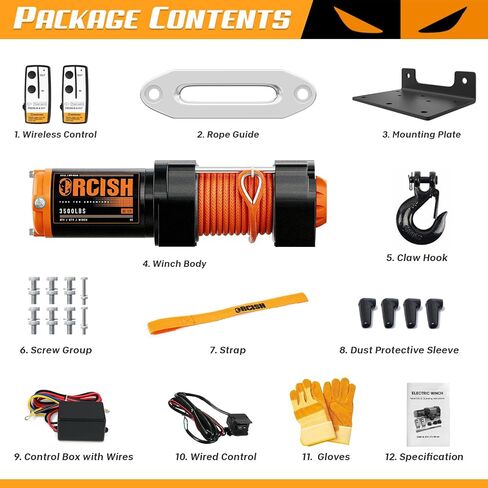 ORCISH Upgrade 3500 lb 12V DC Electric Winch, ATV/UTV Winch Kit for Towing, 1/4"×30' Synthetic Rope with Both Wireless Handheld Remote and Corded Control Recovery, Easy Assembly Winches in Saudi Arabia