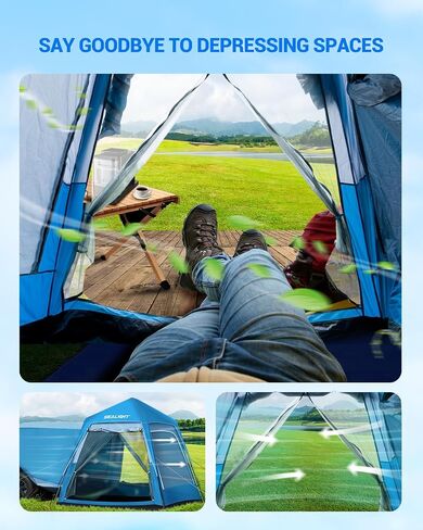 SEALIGHT SUV Tent for Camping 6 Person Pop Up Tent Double Layer PU3000mm Waterproof Car Camping Tent with Rainfly and Storage Bag，Weather Resistant SUV Tailgate Tent，10FT L x 8FT W x 7.2FT H Blue in Saudi Arabia