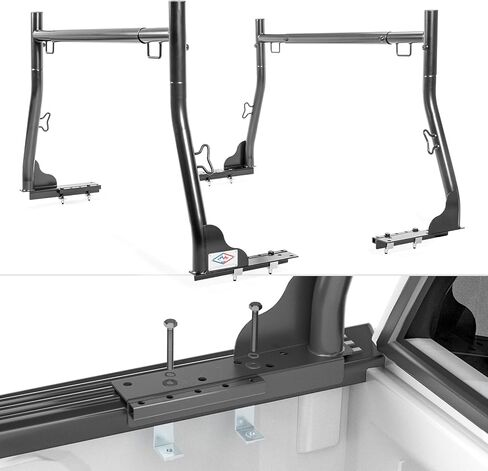 AA-Racks Model X31 800Ibs سعة قابلة للتمديد من الصلب بيك اب شاحنة سلم سلم مجموعة قضيبين - أسود in Saudi Arabia