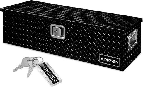 ARKSEN 30 Inch Heavy Duty Aluminum Diamond Plate Tool Box Chest Box Pick Up Truck Bed RV Trailer Toolbox Storage Lockable Organizer with Side Handle and Lock Keys – Black in Kuwait