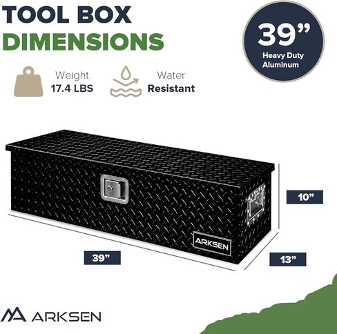 ARKSEN 30 Inch Heavy Duty Aluminum Diamond Plate Tool Box Chest Box Pick Up Truck Bed RV Trailer Toolbox Storage Lockable Organizer with Side Handle and Lock Keys – Black in Kuwait