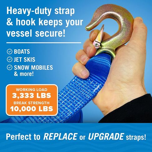 Boat Trailer Winch Strap with Hook Bow Boat Winch Strap Replacement for Hand Crank Trailer Heavy Duty Boat Hook Boat Winch Strap with Hook Towing Boat Trailer Straps 10000Lbs 2" x 20 Feet in Saudi Arabia
