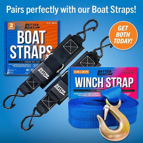 Boat Trailer Winch Strap with Hook Bow Boat Winch Strap Replacement for Hand Crank Trailer Heavy Duty Boat Hook Boat Winch Strap with Hook Towing Boat Trailer Straps 10000Lbs 2" x 20 Feet in Saudi Arabia