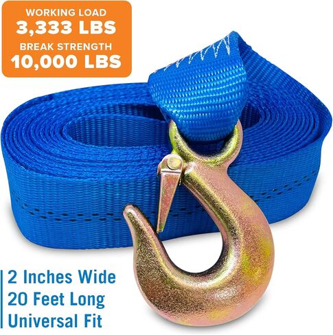Boat Trailer Winch Strap with Hook Bow Boat Winch Strap Replacement for Hand Crank Trailer Heavy Duty Boat Hook Boat Winch Strap with Hook Towing Boat Trailer Straps 10000Lbs 2" x 20 Feet in Saudi Arabia