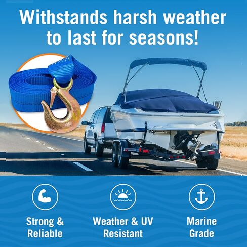 Boat Trailer Winch Strap with Hook Bow Boat Winch Strap Replacement for Hand Crank Trailer Heavy Duty Boat Hook Boat Winch Strap with Hook Towing Boat Trailer Straps 10000Lbs 2" x 20 Feet in Saudi Arabia