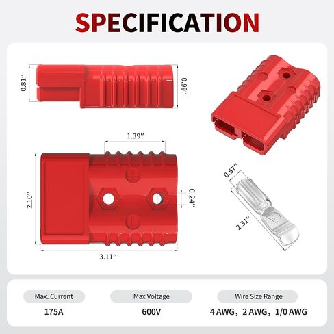 4PCS 50Amp Battery Quick Connect/Disconnect Connector,6 to 12 Gauge Battery Cable Connector, Wire Harness Plug Kit 12 to 36V for Car Winch Trailer in Kuwait