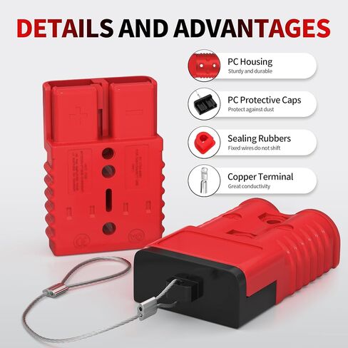 4PCS 50Amp Battery Quick Connect/Disconnect Connector,6 to 12 Gauge Battery Cable Connector, Wire Harness Plug Kit 12 to 36V for Car Winch Trailer in Kuwait