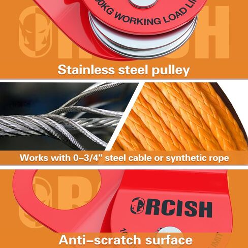 ORCISH 10 Ton Snatch Block, 22,000 LBS Capacity Block and Tackle Pulley System, Work with 0-3/4" Rope, Winch Hook Accessories, Heavy Duty Offroad Recovery Accessory for Truck, Tractor, ATV & UTV in Kuwait