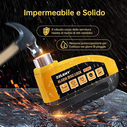 Alarm Disc Lock Motorcycle Locks Anti Theft Motorcycle Disc Lock 110dB 7mm Pin, Accessories with Reminder Cable and Carry Pouch, Waterproof, Heavy Duty Disc Brake Lock for Motorbike Bike Moped in Saudi Arabia