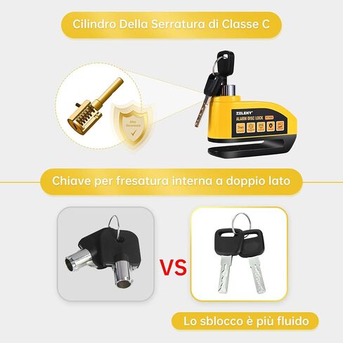 Alarm Disc Lock Motorcycle Locks Anti Theft Motorcycle Disc Lock 110dB 7mm Pin, Accessories with Reminder Cable and Carry Pouch, Waterproof, Heavy Duty Disc Brake Lock for Motorbike Bike Moped in Saudi Arabia