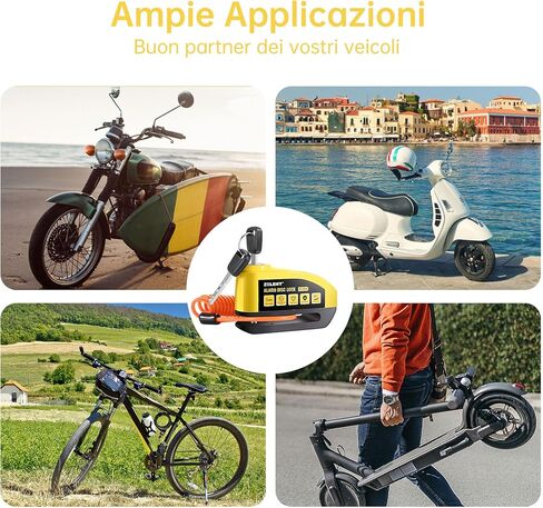 Alarm Disc Lock Motorcycle Locks Anti Theft Motorcycle Disc Lock 110dB 7mm Pin, Accessories with Reminder Cable and Carry Pouch, Waterproof, Heavy Duty Disc Brake Lock for Motorbike Bike Moped in Saudi Arabia