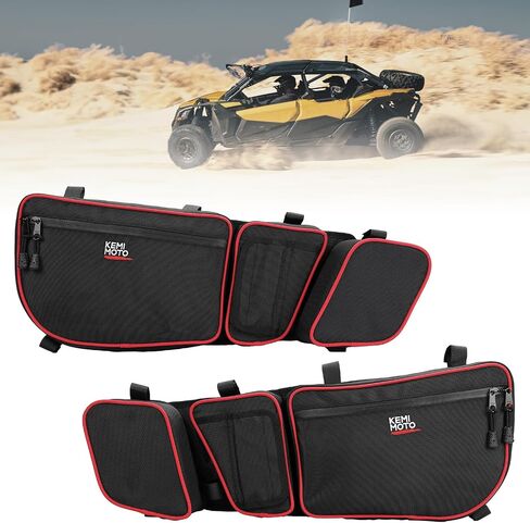 KEMIMOTO X3 Door Bags, Compatible with Can Am Maverick X3 and X3 Max X DS RS RC MR Turbor R RR 2017-2024 with Cup Holder and Removable Knee Pads X3 Storage Door Bags, Pack of 2, Red in Saudi Arabia