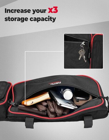 KEMIMOTO X3 Door Bags, Compatible with Can Am Maverick X3 and X3 Max X DS RS RC MR Turbor R RR 2017-2024 with Cup Holder and Removable Knee Pads X3 Storage Door Bags, Pack of 2, Red in Saudi Arabia