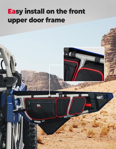 KEMIMOTO X3 Door Bags, Compatible with Can Am Maverick X3 and X3 Max X DS RS RC MR Turbor R RR 2017-2024 with Cup Holder and Removable Knee Pads X3 Storage Door Bags, Pack of 2, Red in Saudi Arabia