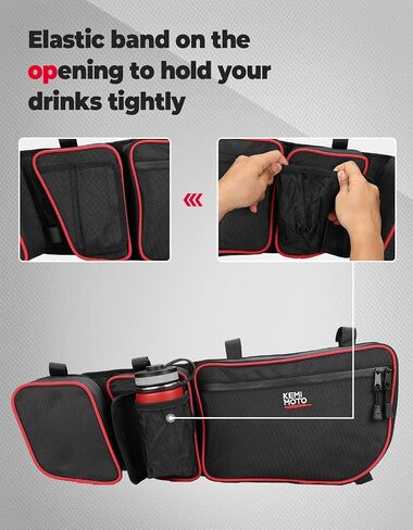 KEMIMOTO X3 Door Bags, Compatible with Can Am Maverick X3 and X3 Max X DS RS RC MR Turbor R RR 2017-2024 with Cup Holder and Removable Knee Pads X3 Storage Door Bags, Pack of 2, Red in Saudi Arabia