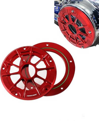 POWER JAMES Black 7.7" Visible Derby Cover Primary Clutch Cover with Tranparent Acrylic PC Glass Fits for Harley Davidson 2016-2024 Touring FLHX, FLHR, FLTR (Black) in Kuwait