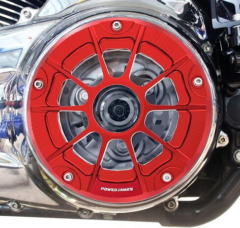 POWER JAMES Black 7.7" Visible Derby Cover Primary Clutch Cover with Tranparent Acrylic PC Glass Fits for Harley Davidson 2016-2024 Touring FLHX, FLHR, FLTR (Black) in Kuwait