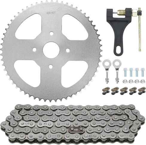 420 Chain with 60 Tooth Sprocket 40mm Bore for Mini Bike Coleman CT200U CT200U-EX BT200X Baja Warrior Trailmaster MB165 MB200 Axis M200 Predator 212 196cc 200cc Parts Rear Drive Chain 90 Links in Saudi Arabia