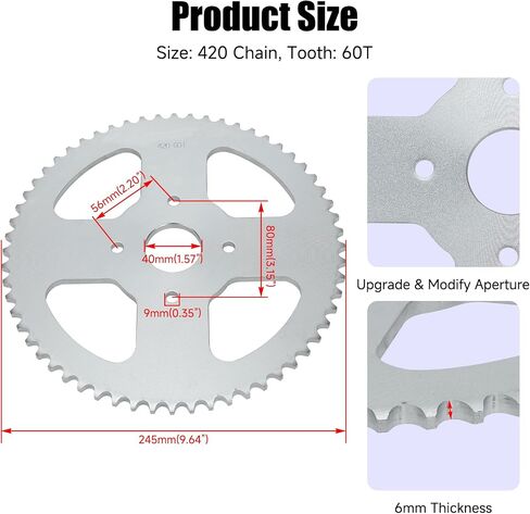 420 Chain with 60 Tooth Sprocket 40mm Bore for Mini Bike Coleman CT200U CT200U-EX BT200X Baja Warrior Trailmaster MB165 MB200 Axis M200 Predator 212 196cc 200cc Parts Rear Drive Chain 90 Links in Saudi Arabia