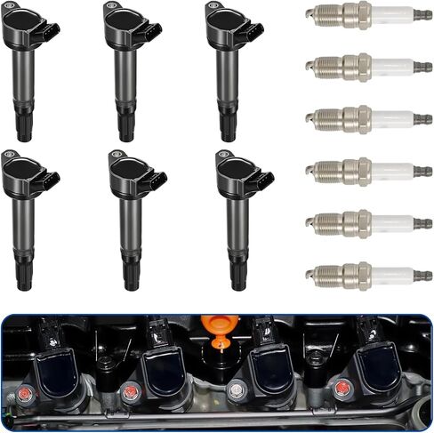 6pcs UF487 Ignition Coil Packs 1483 Iridium Spark Plugs Compatible with 2006-2018 Lexus Scion Toyota Avalon RAV4 Sienna Venza IS350 ES300h NX300h V6 L4 2.5L 3.5L Replaces C1601 90919-02255 90919-A2002 in Saudi Arabia
