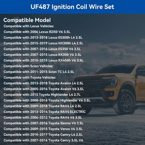 6pcs UF487 Ignition Coil Packs 1483 Iridium Spark Plugs Compatible with 2006-2018 Lexus Scion Toyota Avalon RAV4 Sienna Venza IS350 ES300h NX300h V6 L4 2.5L 3.5L Replaces C1601 90919-02255 90919-A2002 in Saudi Arabia