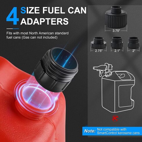 Fuel Transfer Pump with Auto-stop Sensor, 2.4GPM 51" Hose Transfer Pump Battery Powered with 4 Tank Adapter, Portable Liquid Pump with Nozzle for Gasoline, Diesel Oil (Blue) in Kuwait