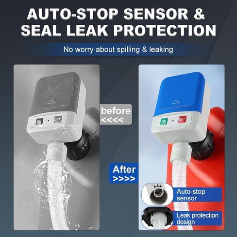 Fuel Transfer Pump with Auto-stop Sensor, 2.4GPM 51" Hose Transfer Pump Battery Powered with 4 Tank Adapter, Portable Liquid Pump with Nozzle for Gasoline, Diesel Oil (Blue) in Kuwait