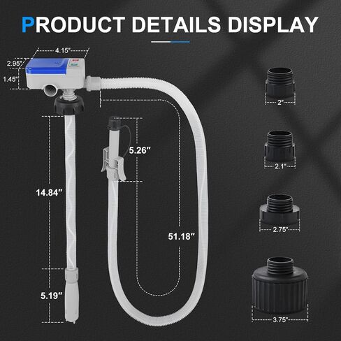 Fuel Transfer Pump with Auto-stop Sensor, 2.4GPM 51" Hose Transfer Pump Battery Powered with 4 Tank Adapter, Portable Liquid Pump with Nozzle for Gasoline, Diesel Oil (Blue) in Kuwait