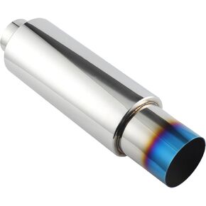 SINGARO Exhaust Muffler, Exhaust Tip, Stainless Steel Exhaust System Kit, 15" Length 2" Inlet 3" Outlet, Universal Car Accessories(Burnt)