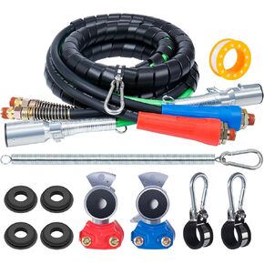 CheeMuii 12FT Semi Truck Air Lines Kit 3-in-1 Air Hoses for Truck Trailer | 12FT 7 Way Trailer Cord with Air Line Air Hose Kit with 2 Pair Glad hands and 4 Pcs Gladhand Seals Semi Air Lines Set in Saudi Arabia