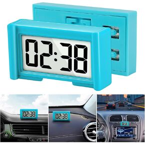 Youngfly Small Digital Clock, Mini Car Dashboard Clock Battery Operated, Car Truck Dashboard Time Self-Adhesive Bracket Vehicle Automotive Dash Stick on Air Vent Travel Folder Clock (Black)