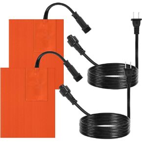 2 Pcs Engine Silicone Heating Pad-5" x 4" Detachable Oil Pan Heater with 194℉ Thermostat-80W Self-Adhesion Engine Block Heater Pad for Cold Weather Car Automotive Engine Heating