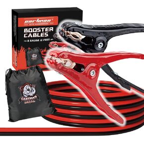 CARTMAN 4 Gauge 20 Feet Jumper Cables Automotive Booster Cables with Carry Bag for Car SUV and Pickup Trucks