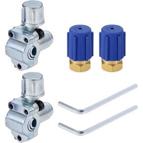 Mtsooning 2 Sets A/C Retrofit Valve Kit with Dust Cap,BPV31 Bullet Piercing Tap Valve kit,Fits for HVAC Refrigerant System R12 R22 R502 R134A