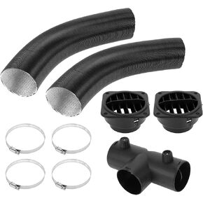 Car Truck RV Bus Van Boat Car Heater Duct Kit Car Heater Duct Pipe Hose Set with Double Valve t Pipe Connector 60mm ID 80cm Max l