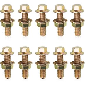 10 PCS Automotive Exhaust Manifold Bolt Kit, 0.7" x 1.45" High Strength Carbon Steel Non-Slip Hex Flange Nut Screw, Car Retrofit Replacement Parts, Suitable for Most Car Models (Gold)