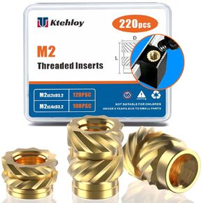 400Pcs Threaded Inserts, M2 M2.5 M3 M4 M5 M6 Female Thread Metric Knurled Nuts Assortment Kit, Brass Heat Set Insert for Plastic and 3D Printing Components