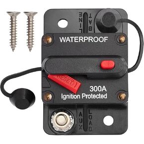 RED WOLF 300A AMP Circuit Breaker Fuse Holder w/Manual Reset Switch DC 12-48V for Boat Trolling Motor Marine ATV Trailer Vehicles Stereo Audio Electronic Battery Solar System, Waterproof