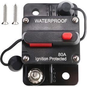 RED WOLF 80Amp Circuit Breaker for Boat Trolling Motor Marine ATV Vehicles Stereo Audio Electronic Battery System Inline Fuse Manual Reset Switch Waterproof 80A Fuse DC 12V-48V