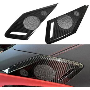 Car Side Door Speaker Grilles Cover for C8 Corvette Z06 Z51 Stingray Coupe HTC 2020 2021 2022 2023 2024,Genuine Carbon Fiber Interior Speaker Audio System Trim