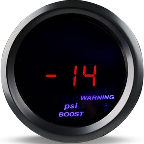 WATERWICH 2" 52mm Turbo Boost Gauge for Car Truck Marine Vehicle Automotive Red